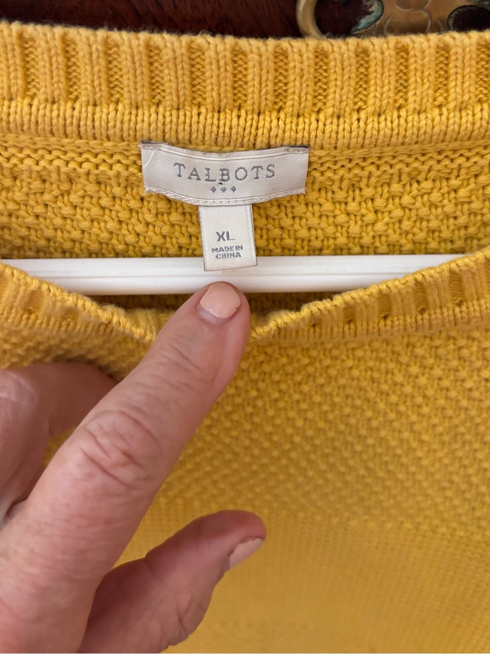 Talbots Mustard Yellow Crewneck Knit Sweater